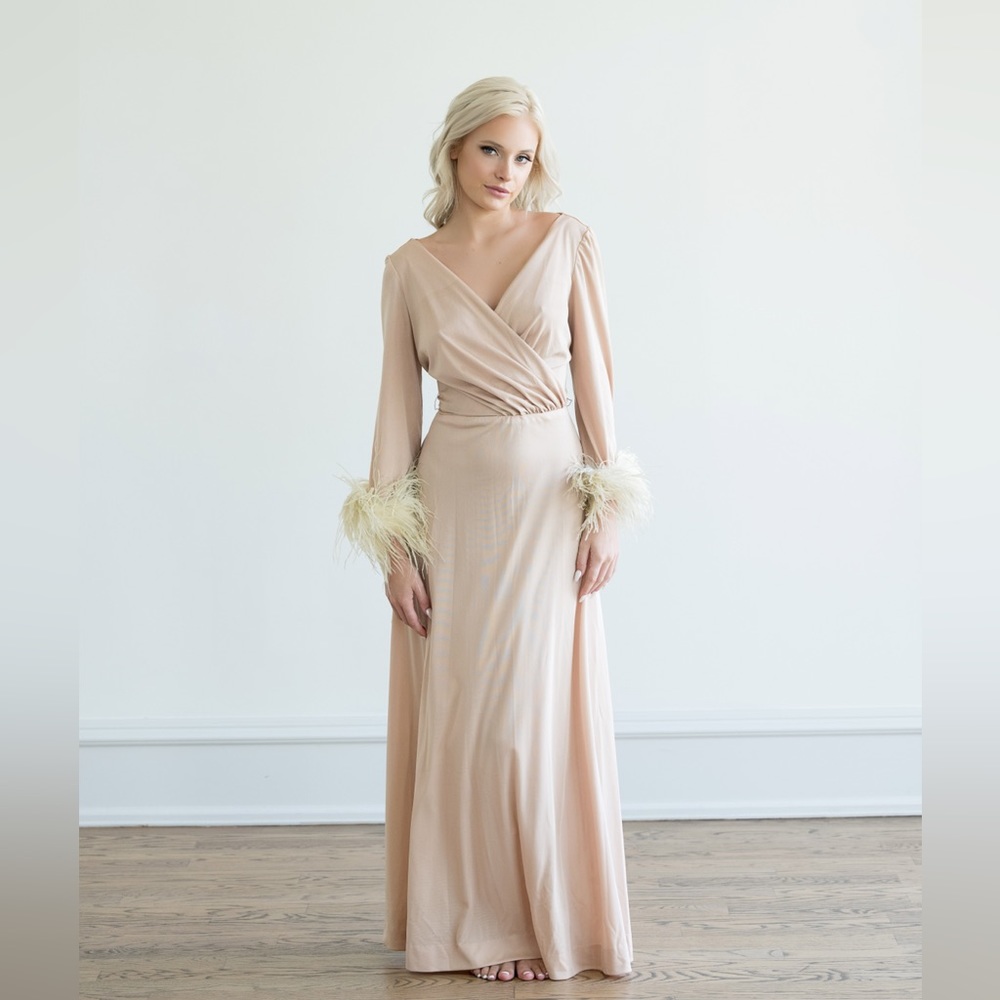 1970s Jersey Feather Dress